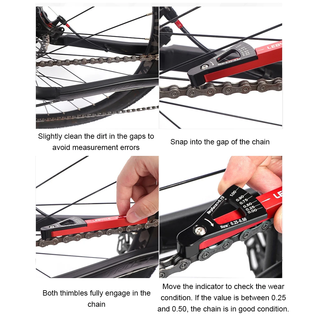 Ferramenta Indicadora de Desgaste de Corrente de Bicicleta Kits Verificador de Corrente Medidor de Correntes Multifuncionais Medição para Mountain Road Bike