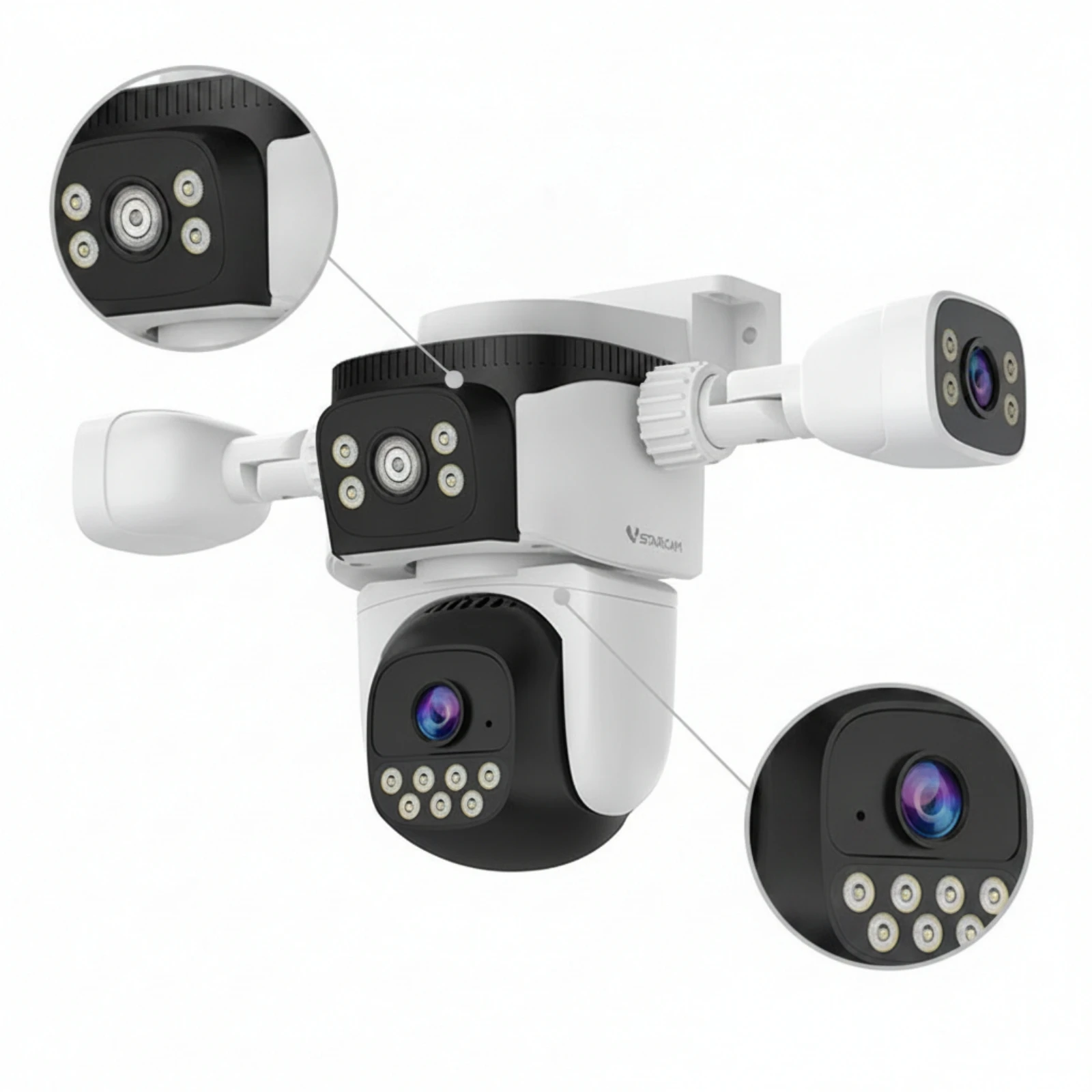 PTZ Dome Surveillance Camera WiFi PTZ Security Camera Wireless Integrated Light for Home, Yard