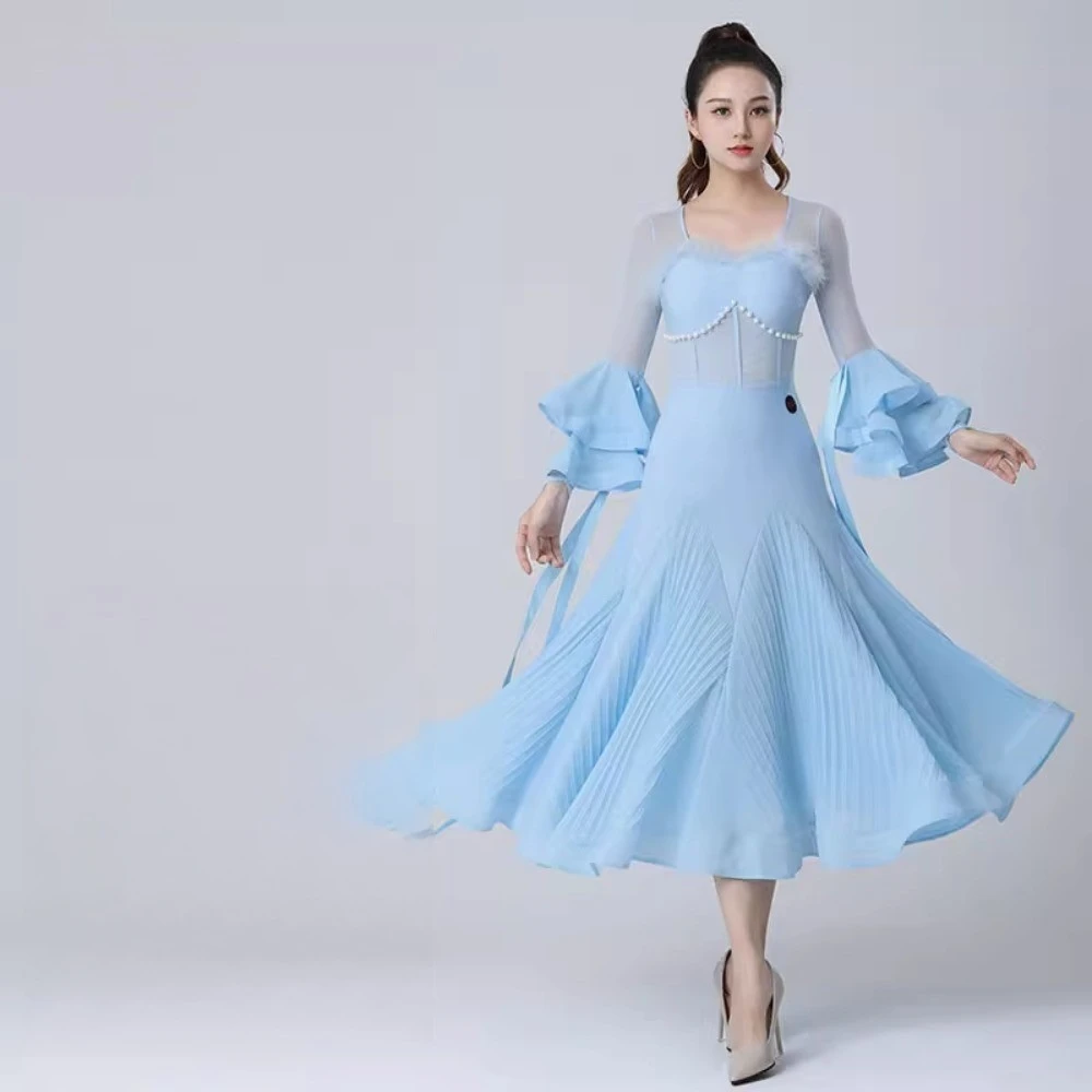 Top da ballo moderno fluido senza maniche a collo alto MY864 Costume da valzer di ballo latino di danza standard nazionale rosso vino