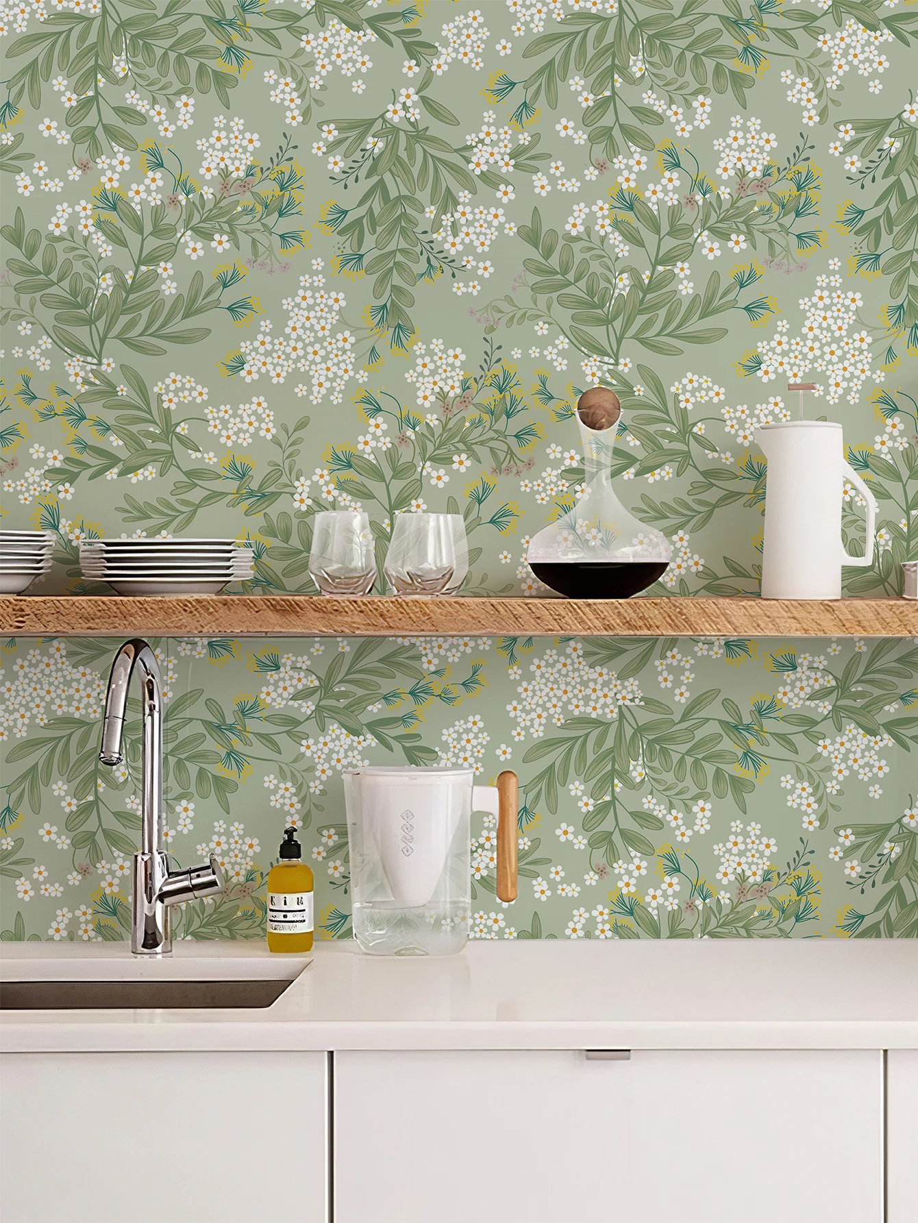 ورق حائط من الفينيل ذاتي اللصق لديكور المطبخ ، ملصق نبيذ أخضر ، ملصق للعنب والخزانة ، قشر وعصا ، مقاوم للماء وطازج ، حمام ومطبخ