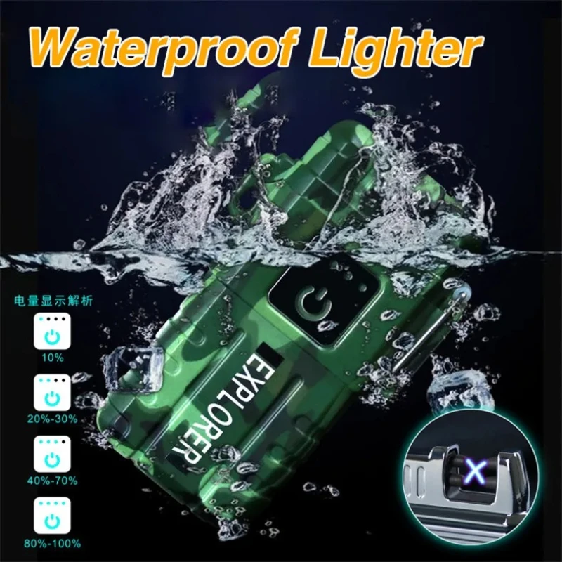 New Touch Sensing Dual Arc Cigarette Lighter USB Charging Outdoor Camping Windproof Waterproof Flameless Lighter Men's Gift