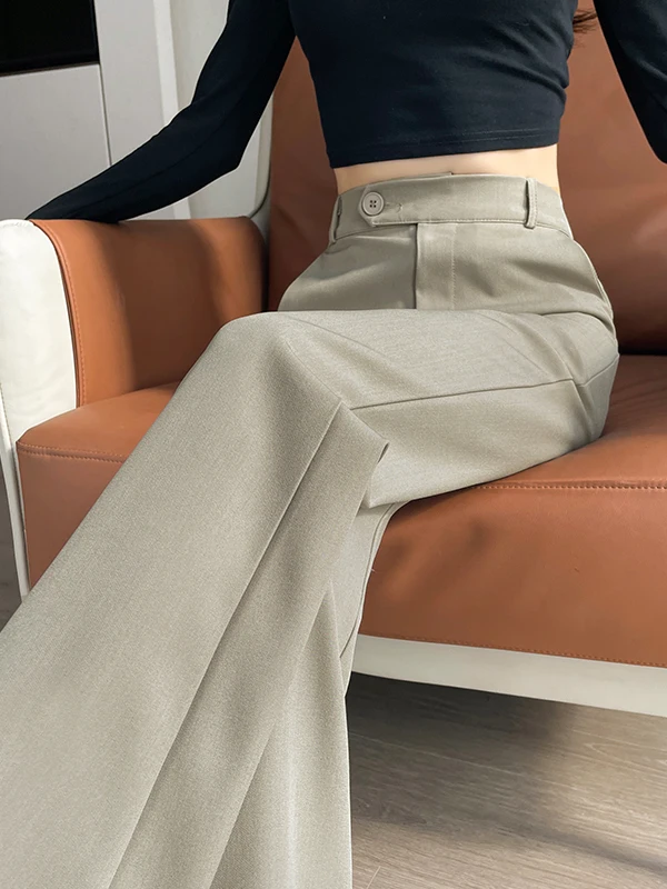 

Брюки-клеш цвета хаки с высокой талией, облегающие, эластичные, женские повседневные брюки, весна-осень 2026, новая модная коллекция