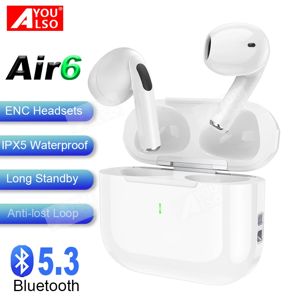 Air6 Ear FreePods Bluetooth Headsets Wireless Earbuds Active Noise Cancelling Buds 4 Sports Earphone Gaming Heaphone for xiaomi