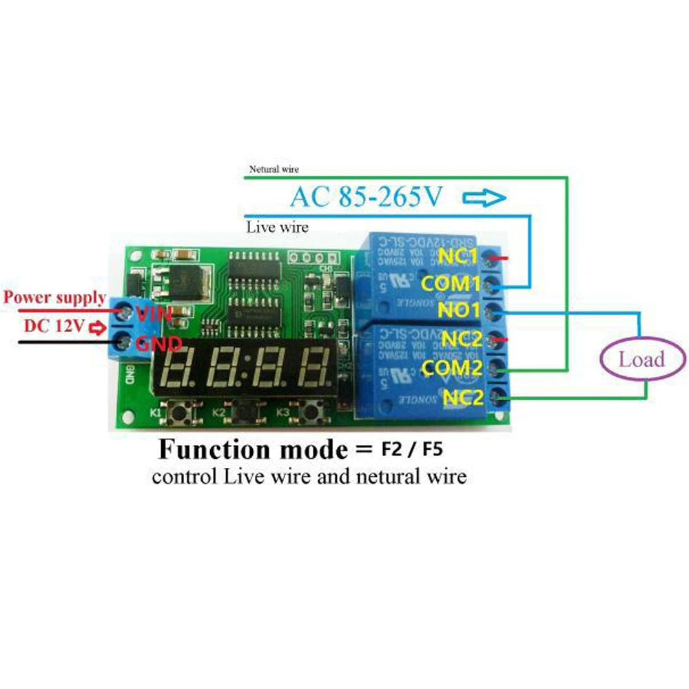 For Motor LED Smart Home KC22B02 DC 12V 2 Channel Multifunction Delay Relay Board Cycle Timer Relay Switch Module 1-9999s