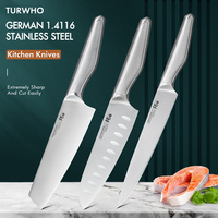 TURWHO Chef Knife German 1.4116 Stainless Steel Kitchen Knives Professional Vegetable Fish Meat Japanese Slicing Santoku Knife