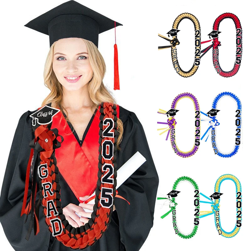 

Graduation Party Ribbon Cord for Class of 2025; Handmade Lei Necklace; Graduation Honor Accessories