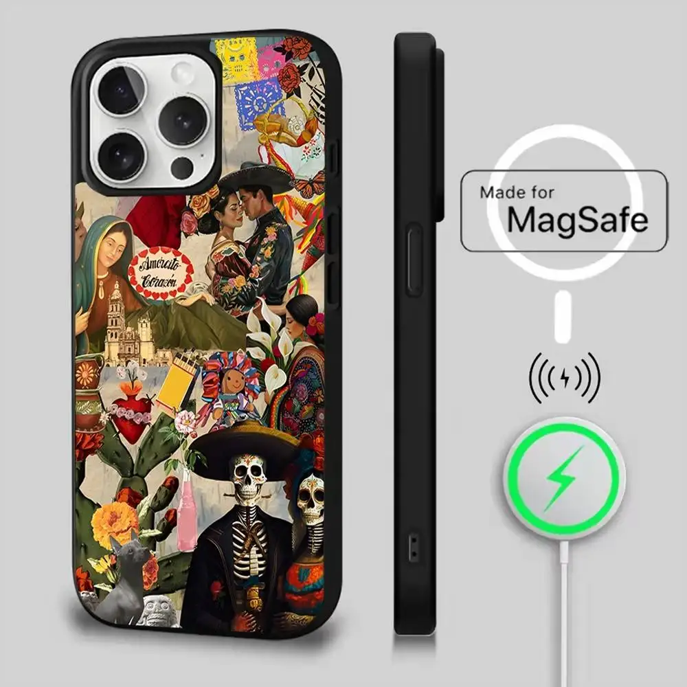 Funda de teléfono Viva Mexico para iPhone 17,16,15,14,13,12,11,Pro,Max,Plus,Mini,Magsafe,funda de carga inalámbrica magnética