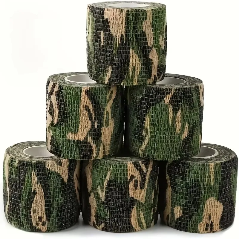 6/12/24/48Pcs Camouflage Self-Adhesive Tape, Non-Woven Cohesive Bandage Wraps, Pet Bandages, Camouflage Camouflage Tape