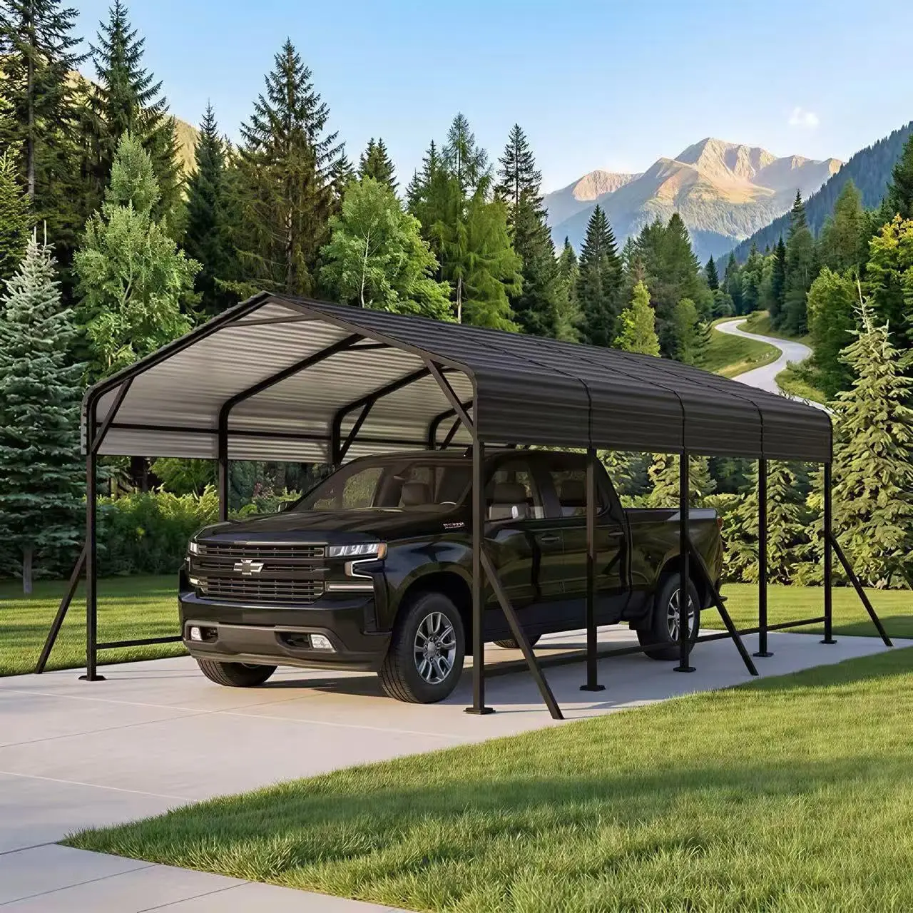 12' x 20' Heavy Duty Metal Carport with Galvanized Steel Roof & Base for All-Weather Protection, Outdoor Carport, Customized