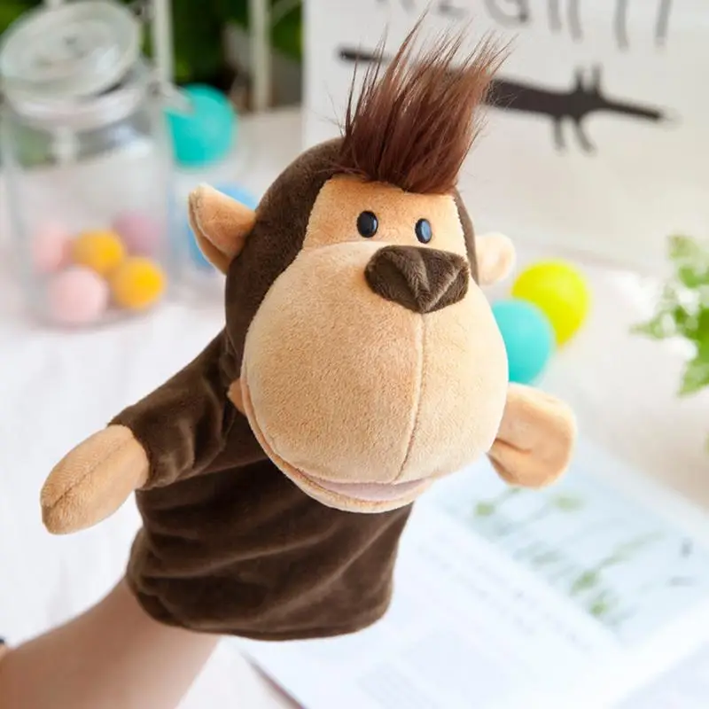 Hand Puppets Gorilla Hand Puppet Kids Hand Puppet With Working Mouth Toddler Animal Plush Toy Monkey For Show Theater Birthday