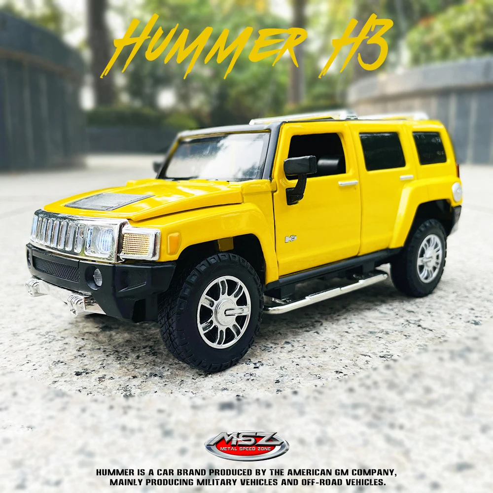 MSZ 1:24 Hummer H3 красно-желтая оригинальная коробка, модель автомобиля из сплава, коллекция украшений ручной работы, игрушечный инструмент,