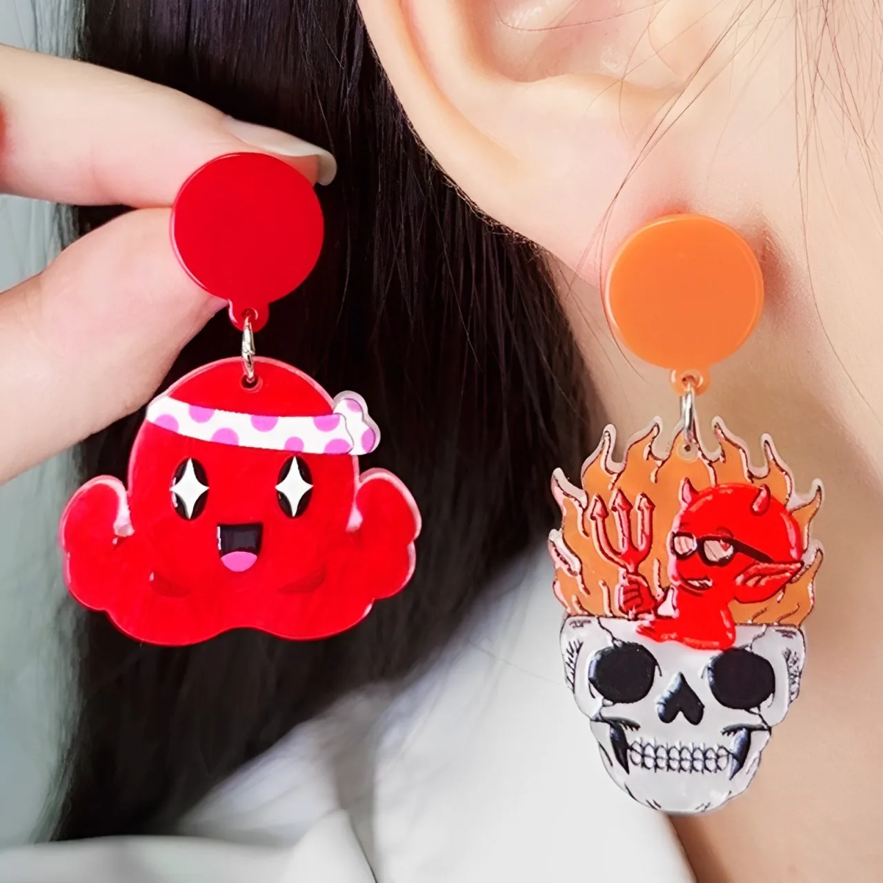 New Arrival Horror Halloween Funny Dangle Earrings Ghost Skull Banana Raccoon Pattern Earring For Women Girls Jewelry