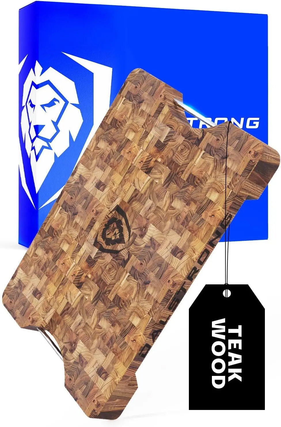 

Massive XL Cutting Board - Lionswood End-Grain Teak - 25" x 18"-Steel Carrying Handles -Serving Board - Large Cutting Bo