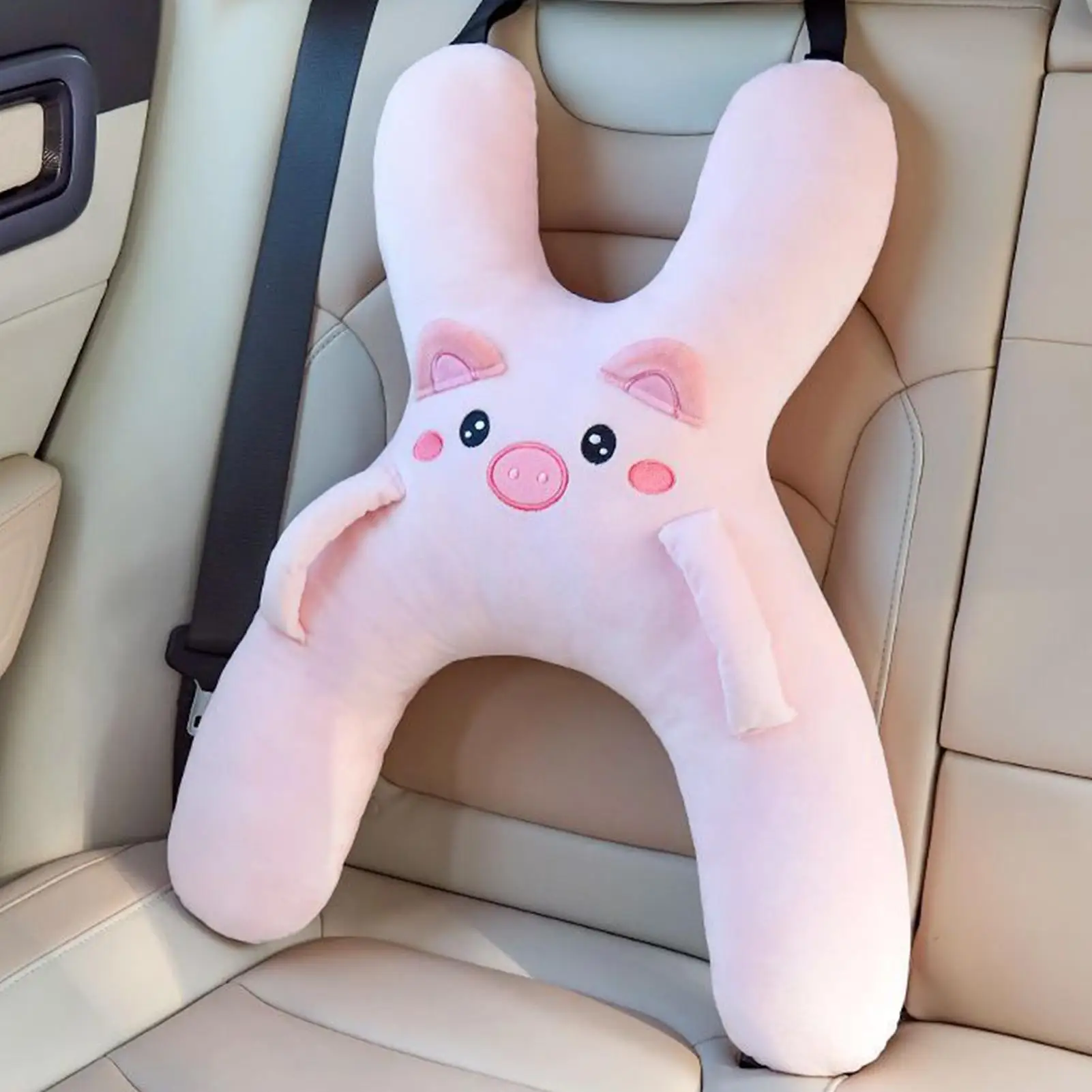 Prevent Leaning Head Back Seat Sleeping Comfort During Long Distance Travel Kids Car Neck Pillow with Seat Belt Safety Sleep Aid