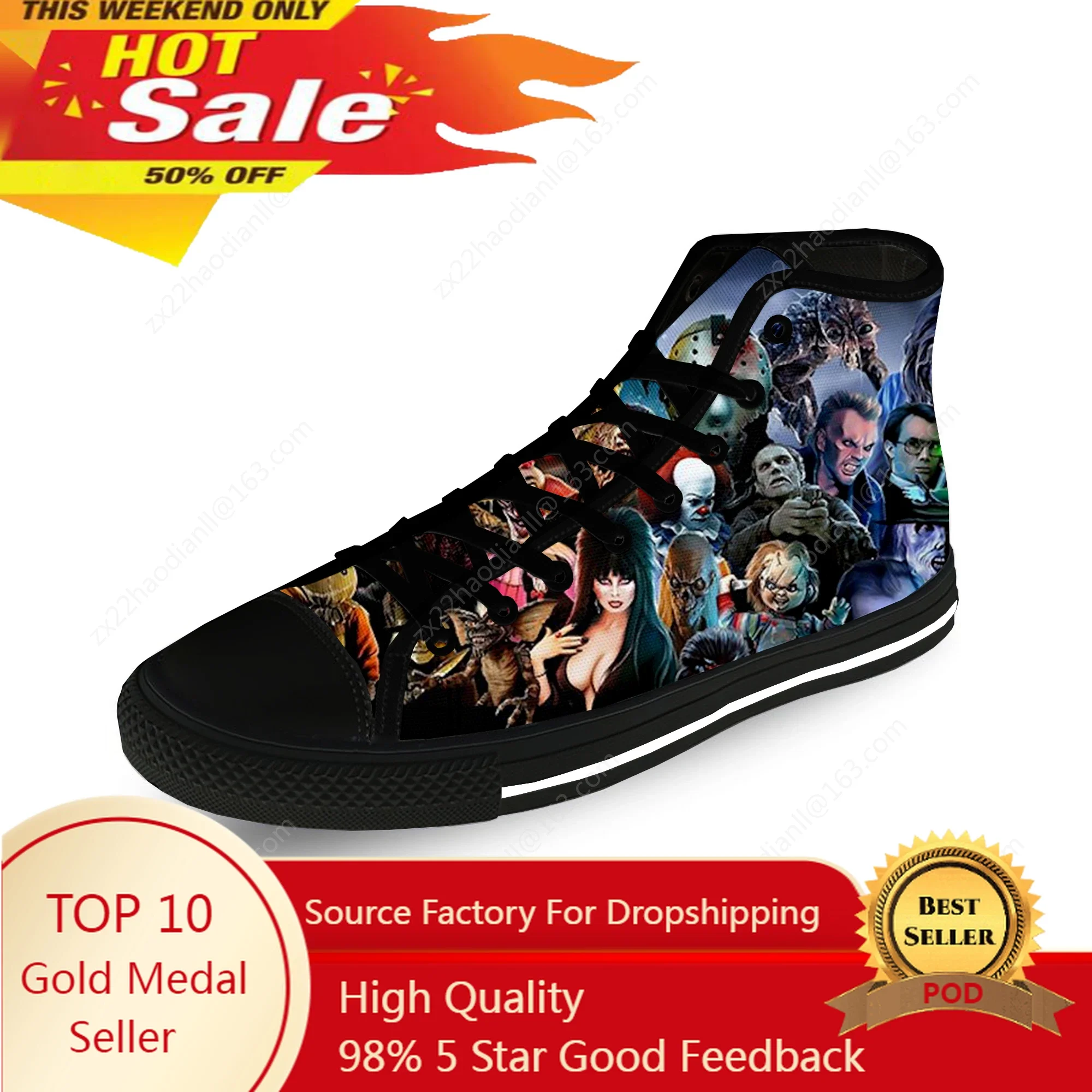 

Horror Movie Villains Characters Casual Cloth Fashion 3D Print High Top Canvas Shoes Men Women Lightweight Breathable Sneakers