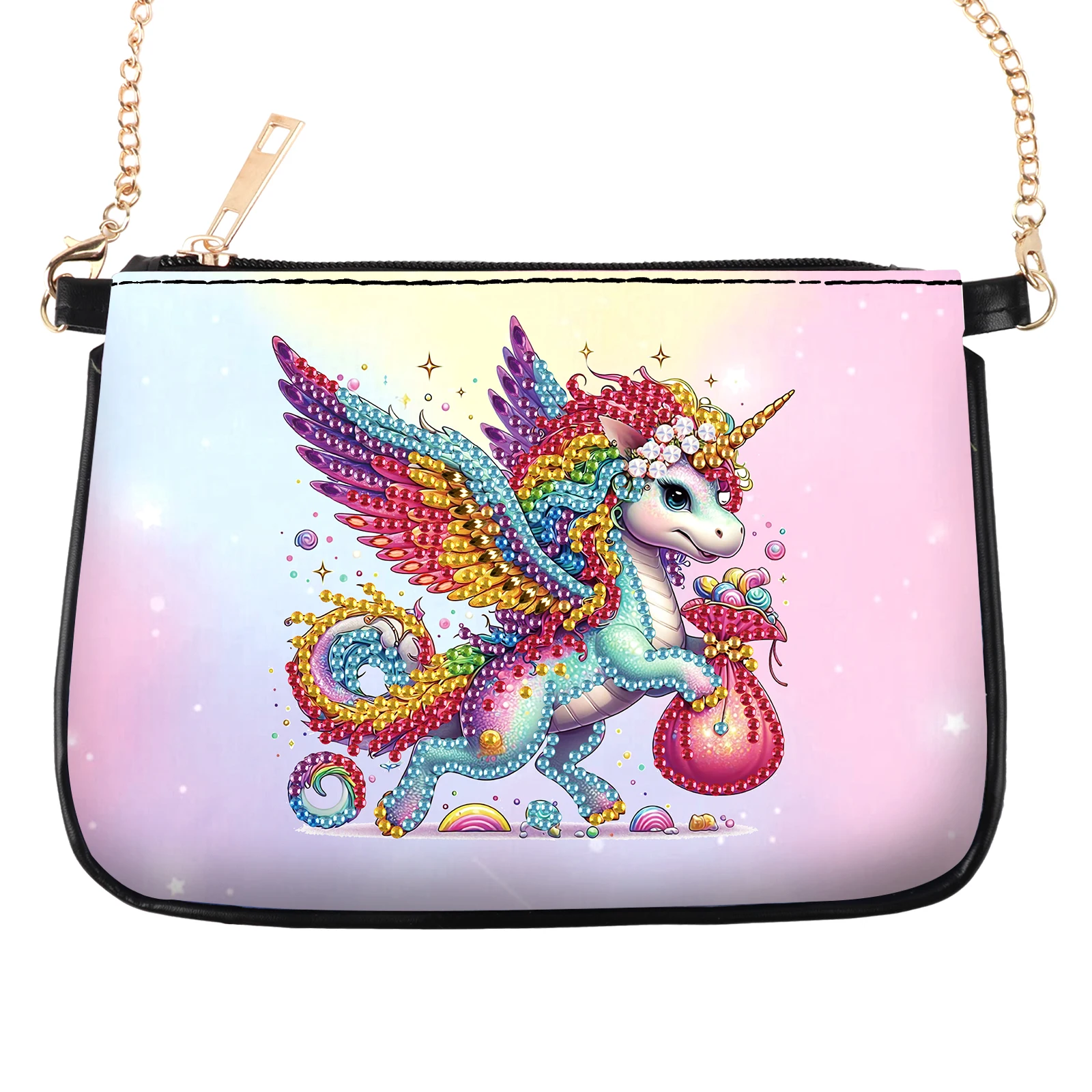 

Diamond Art Painting bag Kits for Adults,with Chain Crossbody Bag,cute dinosaur Shaped Diamond Craft Handmade Art Creative Gift