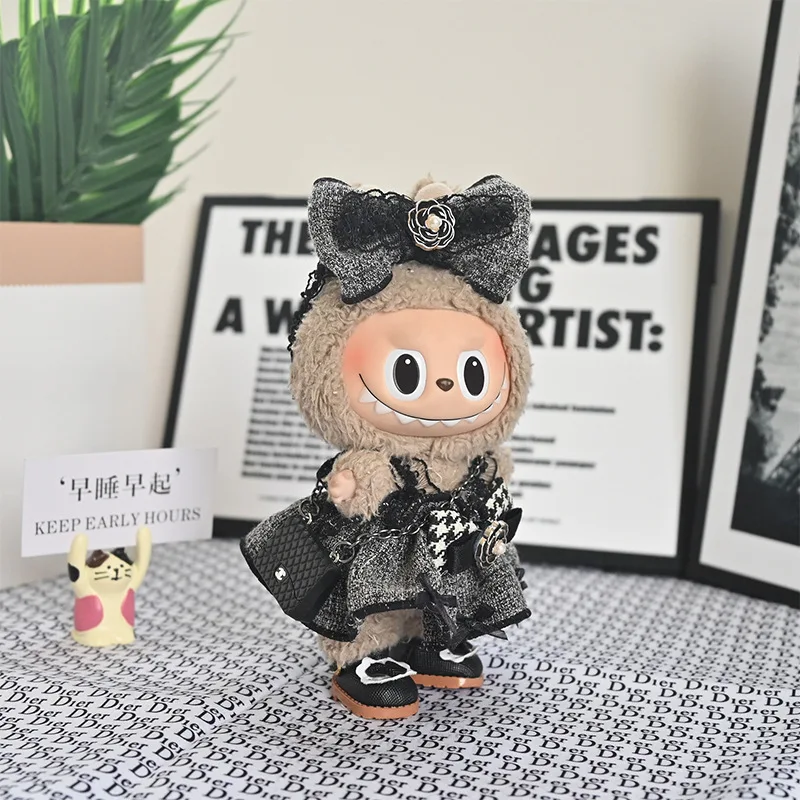 17cm Labubu Doll Clothes Advanced luxury design customization Heartbeat Macaron Labubu Doll Clothes Changing Light clothes