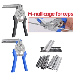 Animal Cage Hog Ring Pliers Tool 600pcs M Clips Staples Chicken Mesh Cage Wire Fencing Caged Clamp