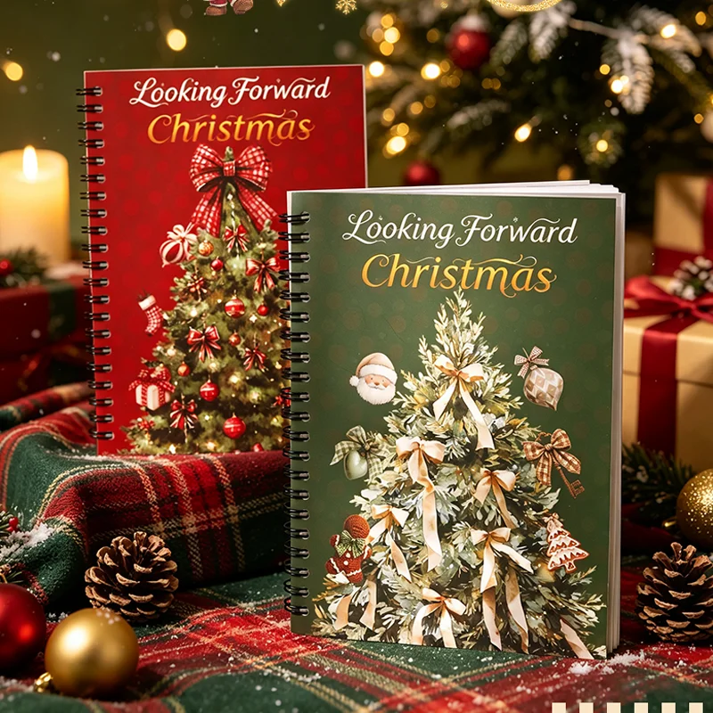 Mr Paper 50pcs Looking Forward To Christmas Series Coil Sticker Book 2 Styles Christmas Holiday Journal DIY Decoration Stickers