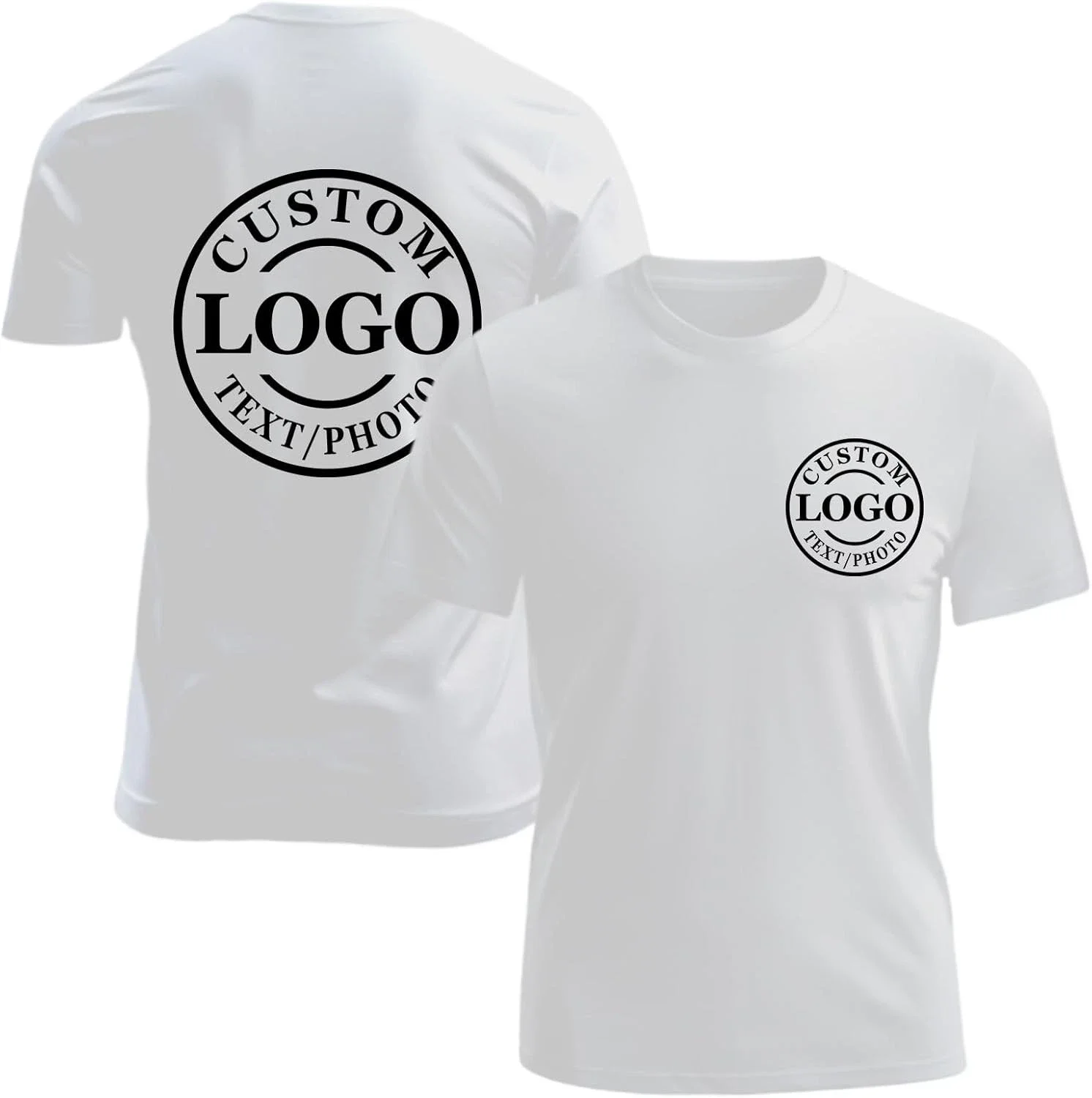 Custom Business Logo T-Shirt Front Back Upload Photo Text Logo 100% Cotton Solid Color Tees Personalized Pattern Printed Tees