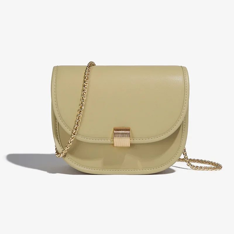 LOERSS-Bolso de hombro de cuero genuino para mujer, bolsa de sillín semiredonda Vintage, bolso cruzado de cuero francés, bolso de mano versátil para mujer