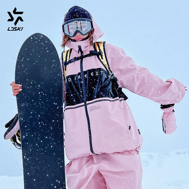 LDSKI Men Women's ski suit Hoodie Ski Jacket Winter Warm Windproof Waterproof Outdoor Sports Snowboard wear Fashion Skiing Coat