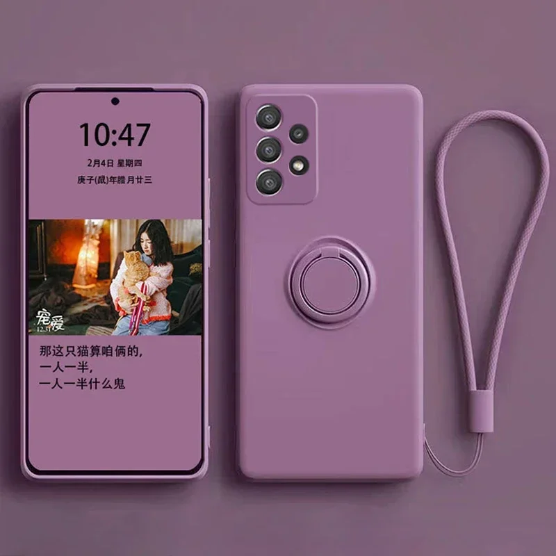 Роскошный силиконовый чехол для Samsung Galaxy S25 S24 S23 Ultra Plus FE A55 A15 A35 A14 A54 A53 A52 S 25, чехол с кольцевым держателем и подставкой