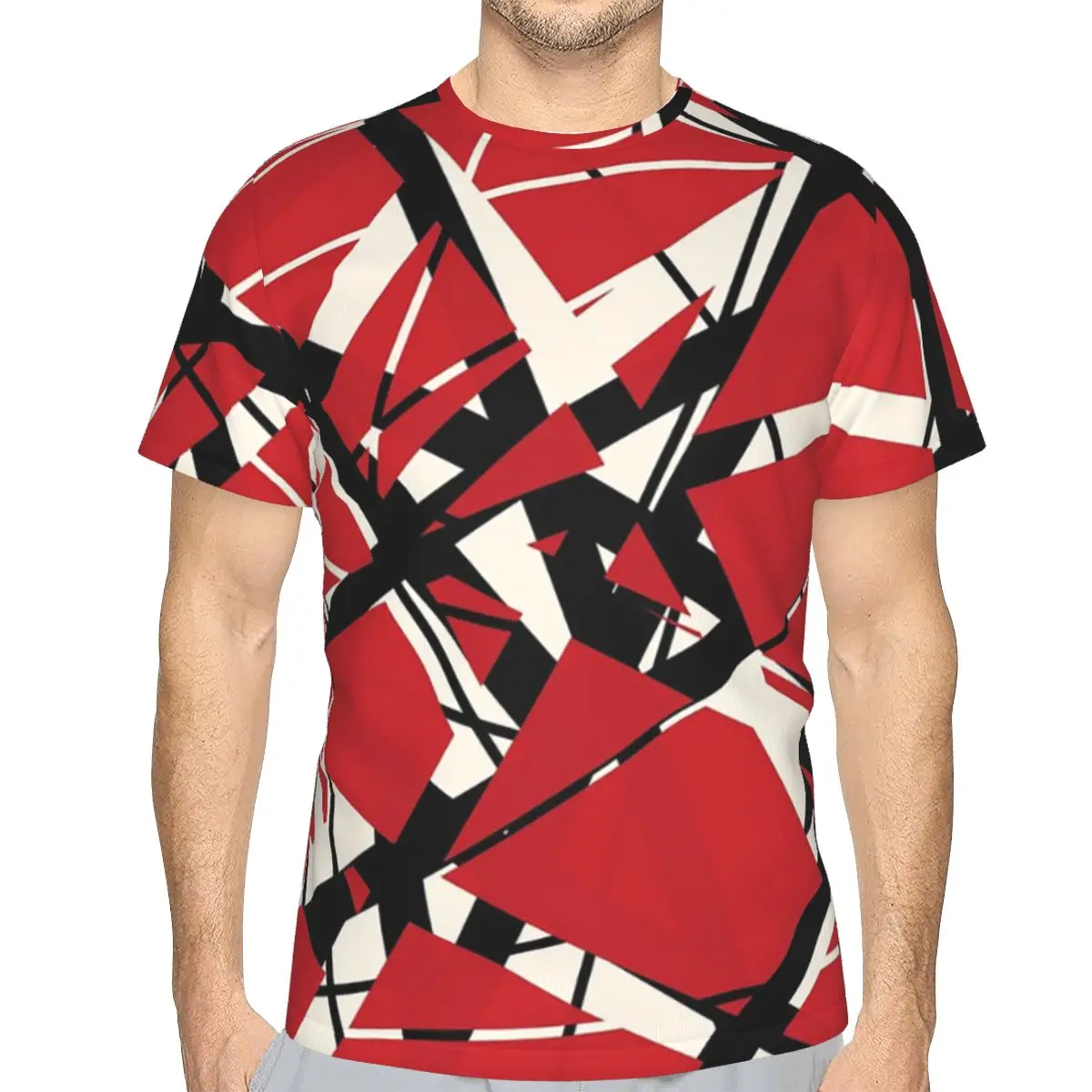 EVH Authentic Stripes Design (red) 100% Cotton T-Shirt Men'sFashion T Shirts Men Round Neck Short Sleeve