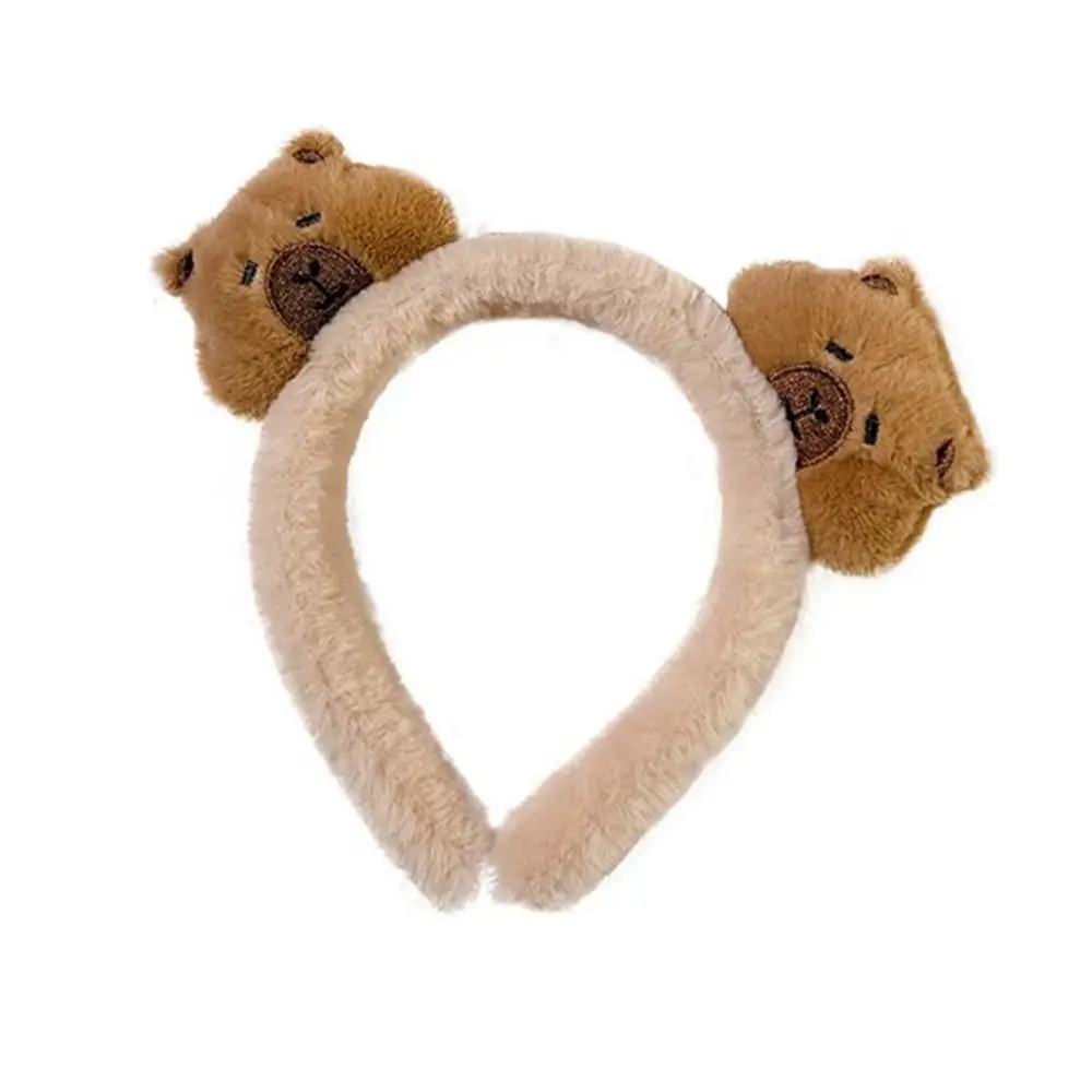 Cute High Skull Top Capybara Hair Bands Plush Wash Face Capybara Plush Headband Funny Soft Water Dolphin Hair Hoop Gifts