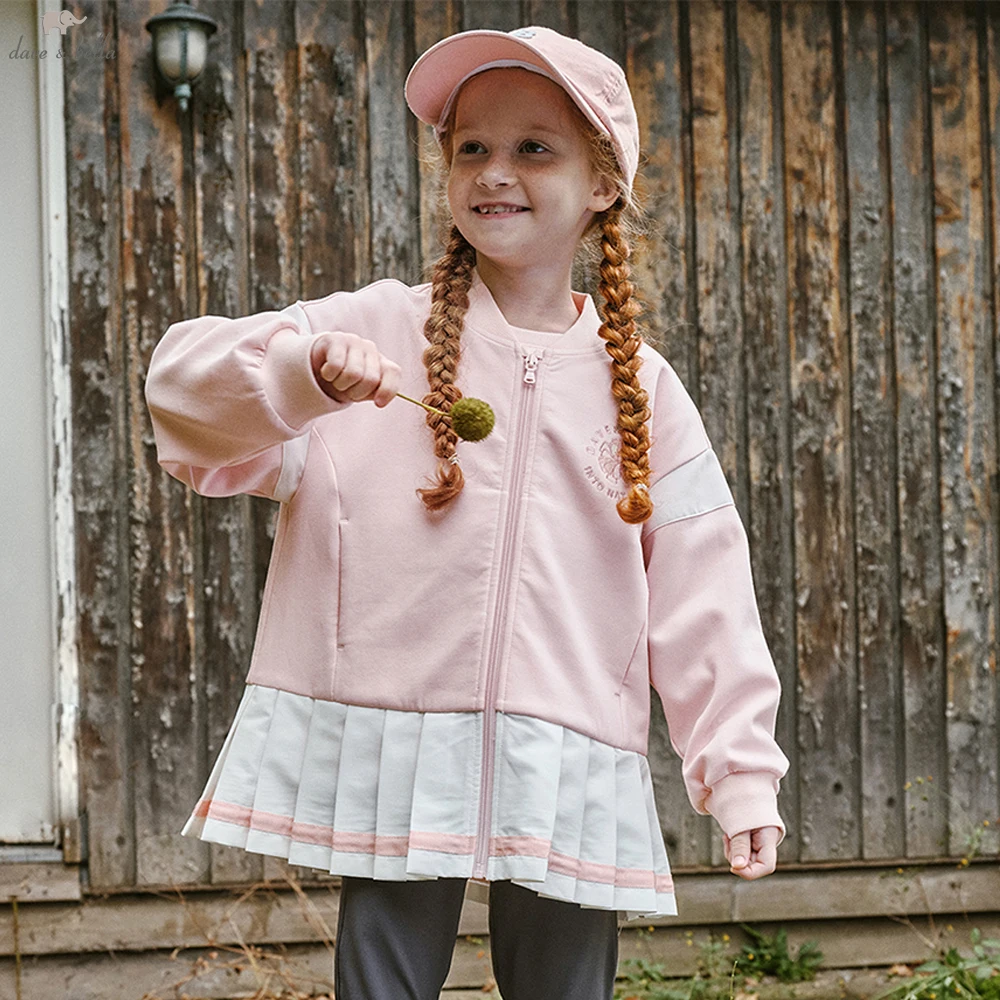 Dave Bella Childrens Spring Baseball Jacket Girls Pink Autumn Casual Coat Party Outdoor Clothes Kids Outwear DK1260529