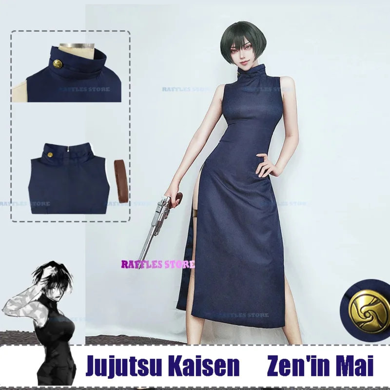 Jujutsu Kaisen Mai Zenin Cosplay Costume Sleeveless Dress Outfit Women Zen in Mai Adult Halloween Carnival Party RolePlay Suit