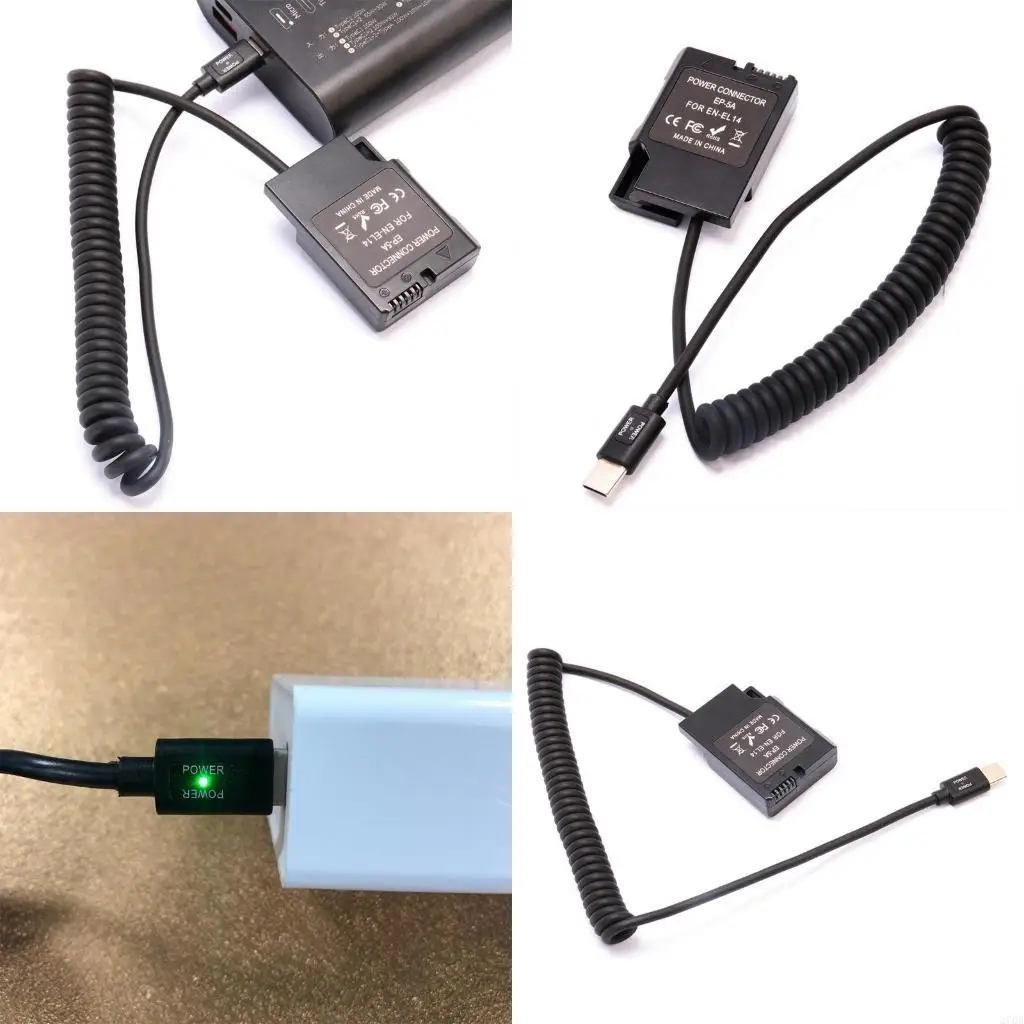 USB Type-C to EN-EL14 Dummy Battery Power Adapter for  D5300 D5400 D5500 D5600 P7000 P7100000000 P7700 0 P7800