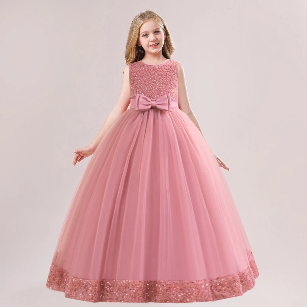 

Sequin Girls Party Dresses Children Christmas Costumes Fluffy Elegant Kids Birthday Princess Dress For Girl Wedding Prom Gown