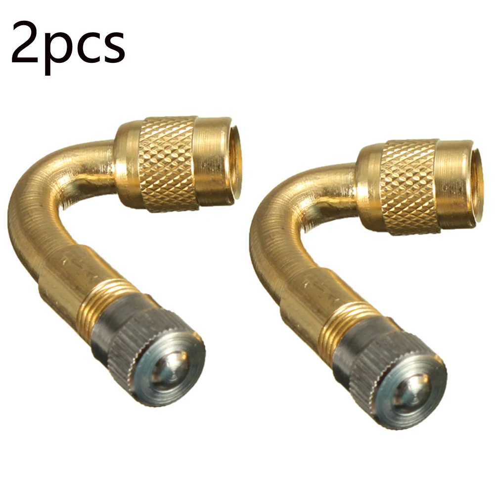 2x 45° Copper Tyre Valve Extension Adaptor Tire Stem Extender For Motorcycle Car Angle Bent Valve Adaptor Tyre Tube Valve Extens