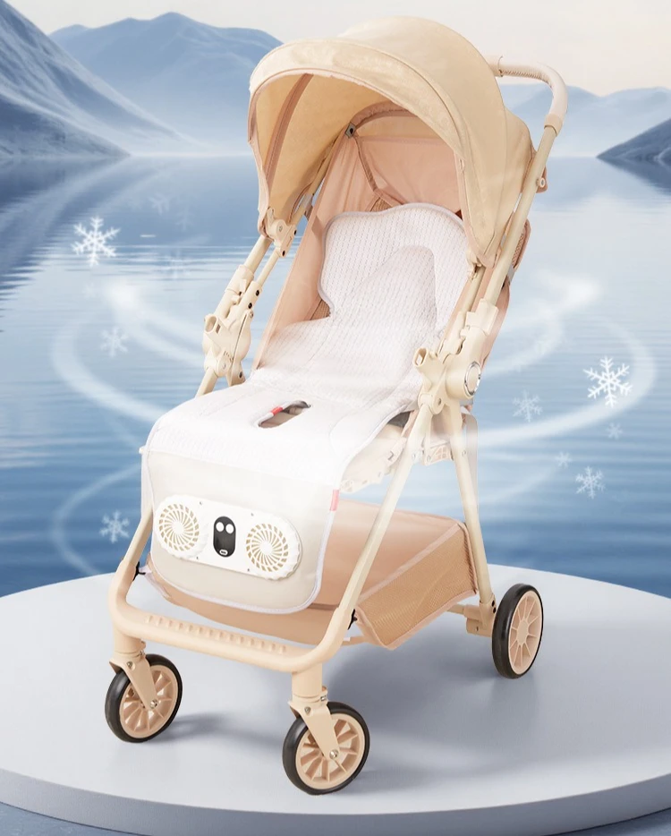 

External Power Bank USB Charging Removable Silent Fan Ventilation Cover Ice Silk Baby Stroller Cover Cool Car Safety Seat Cover