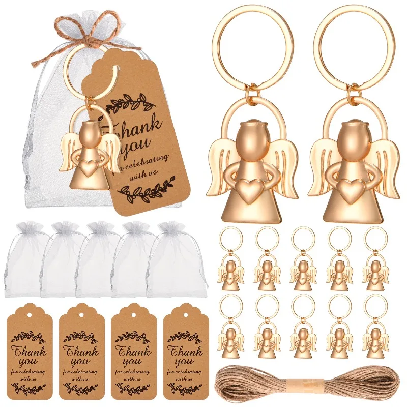24Piece Gold and Silver Angel Keychain Set Christening, Wedding, Party Gifts Guest Favors, Souvenirs, and Birthday Party Gifts