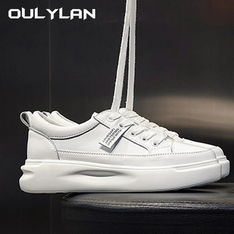 2024 Autumn Leather Light White Sneaker Big Size Women Shoes Female Thick Soled Shoes Spring Casual Breathable Sports Shoe