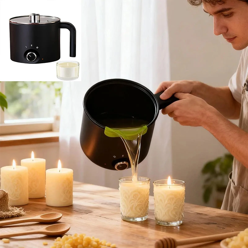 Novo Dispositivo de Derretimento de Cera de 1.8L com Ajuste de Temperatura em 3 Níveis, Panela Elétrica Antiaderente para Fazer Velas