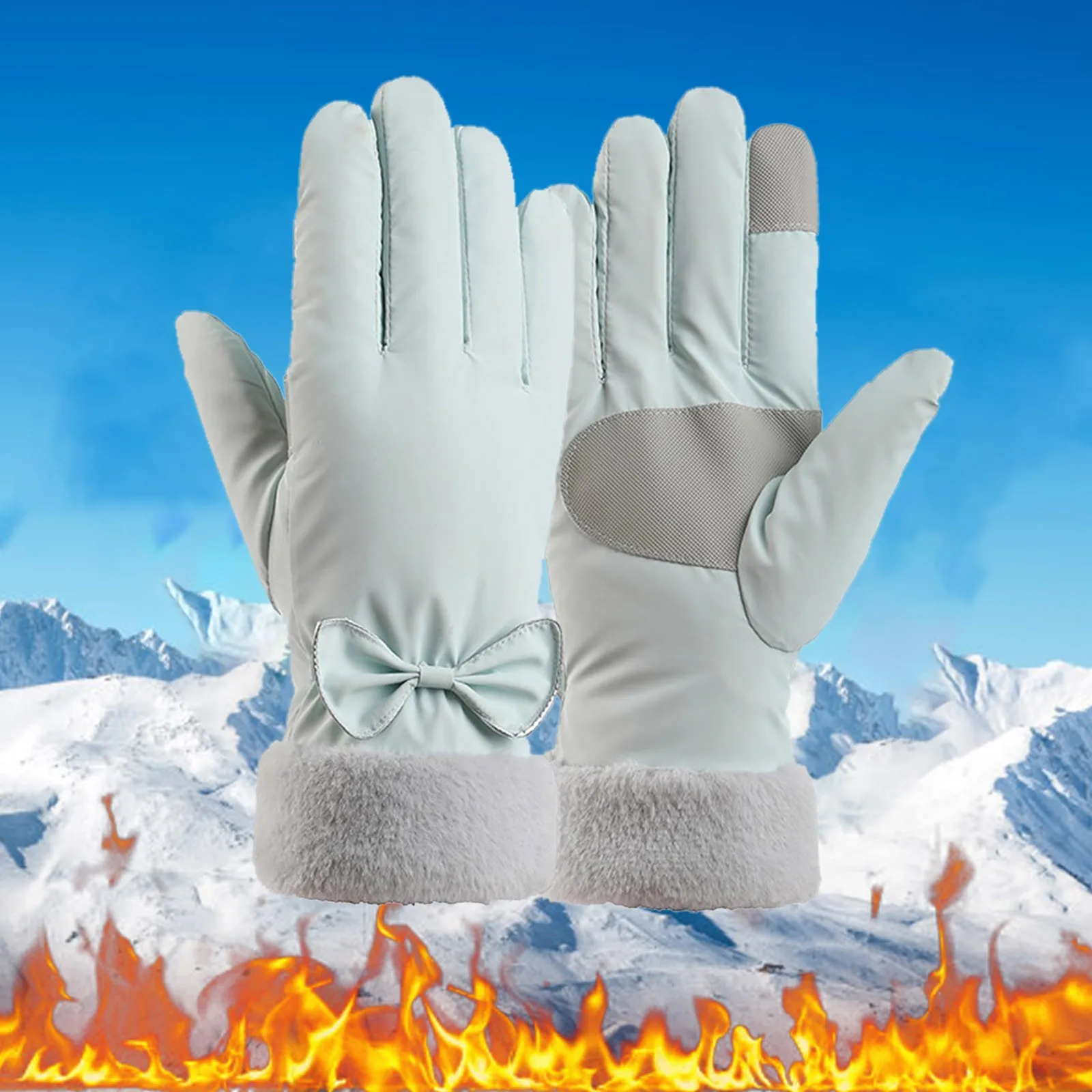 Winter Women Gloves Hand Warmer Thermal Fleece Lined Guantes Full Finger Ladies Mitten Touchscreen Waterproof Bike Cycling Glove