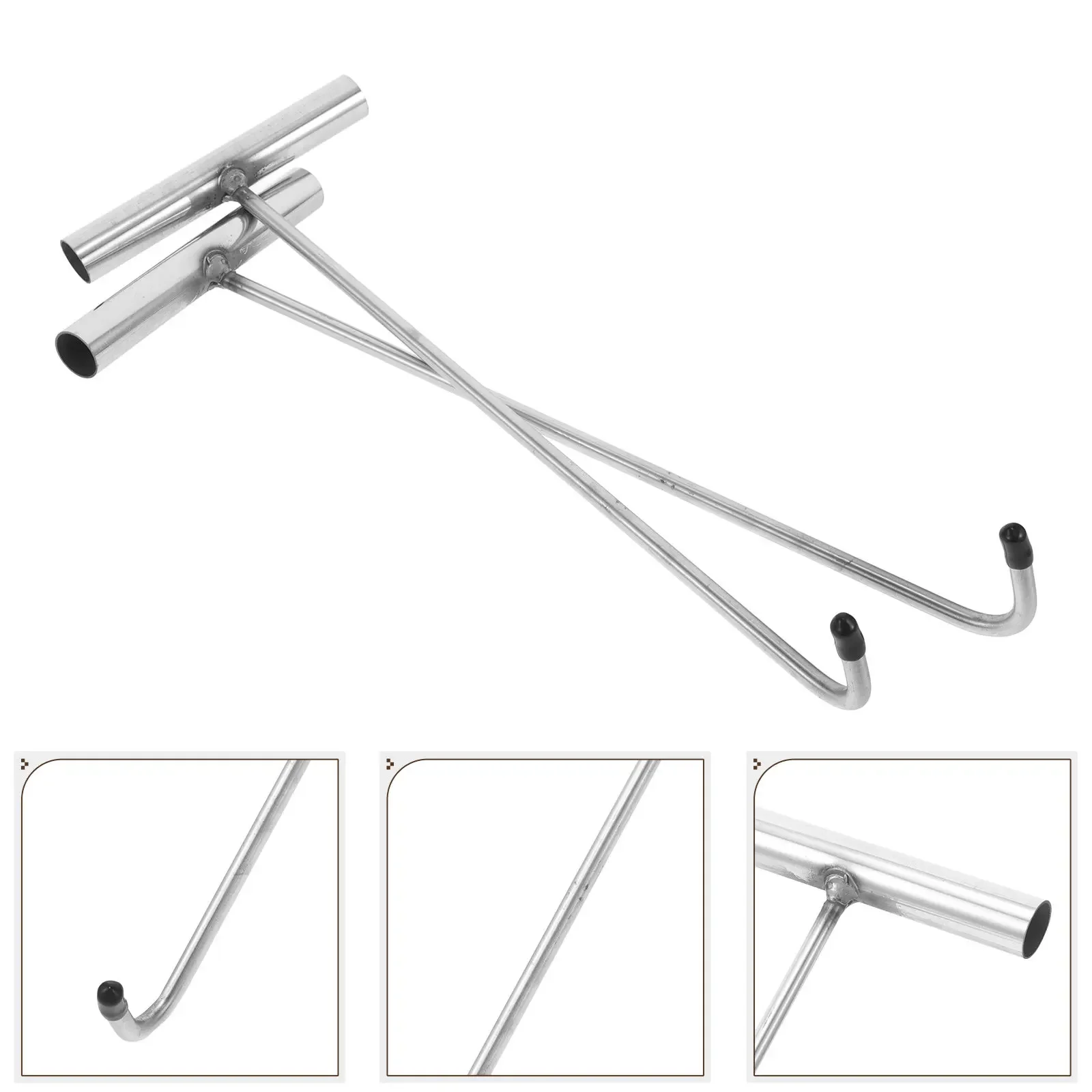 yes2Pcs Stainless Steel T Hook Manhole Cover Lifting Tool Heavy Duty Pull Hook for Septic Tank Risers Lid Roller Shutter Door Ho