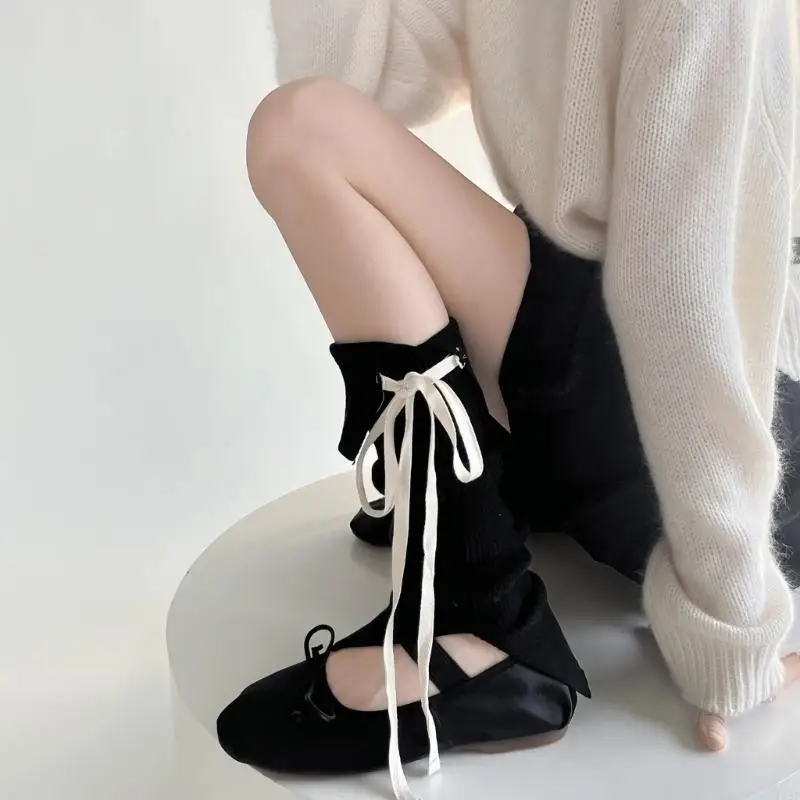 

F19F Fashionable Leg Sleeves Breathable Stockings Girls Knit Leggings Elegant Leg Sleeves Fashionable Loose Socks for Girls