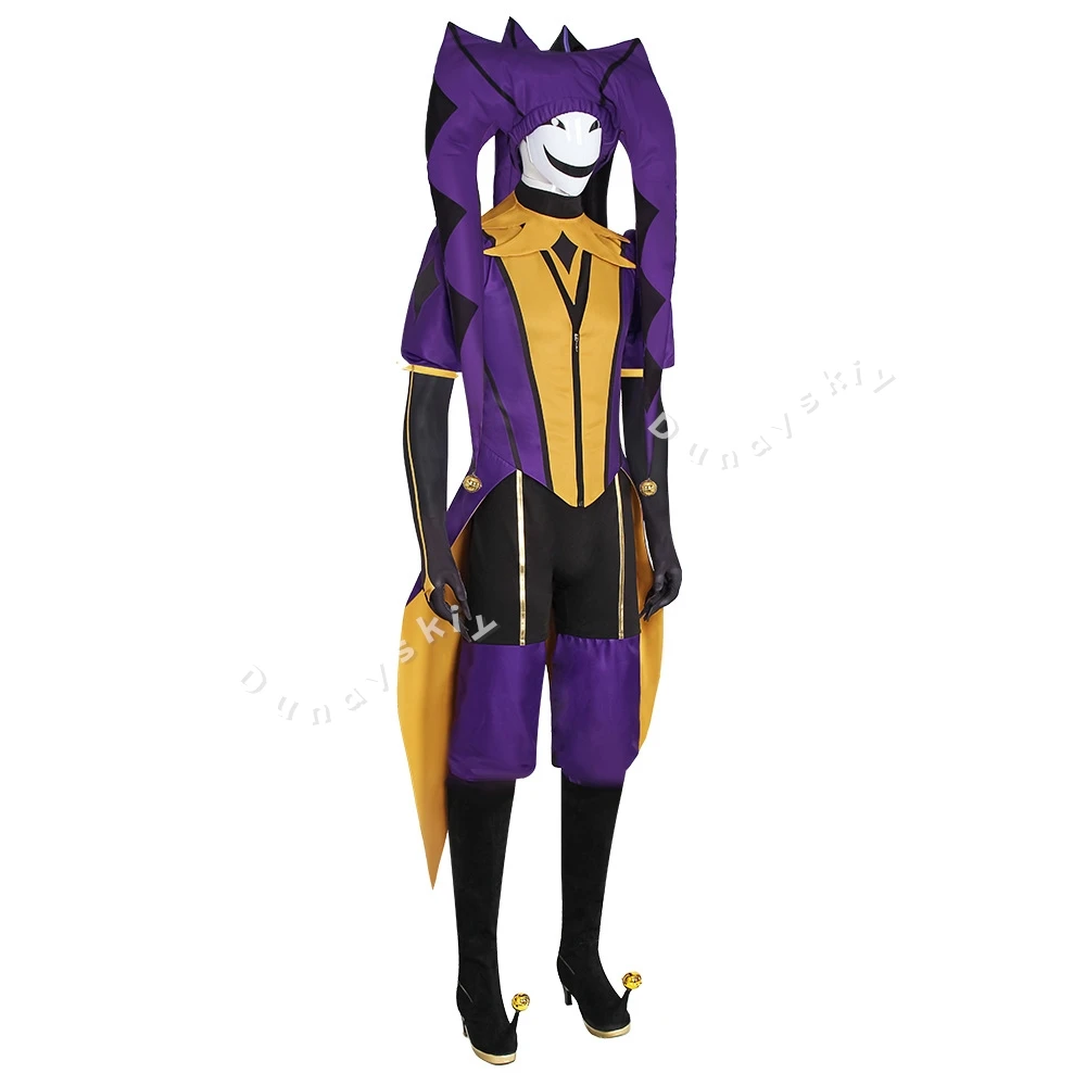 Game The Freak Circus-Jester Cosplay Purple Clown Outfit Mask Hat Costume Halloween Horror Men Dunayskiy@@ Roleplay Clothing view 4