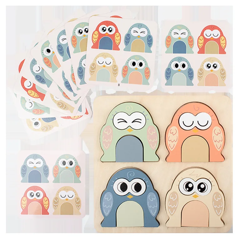 Giochi di abbinamento in legno Montessori puzzle di espressione giocattoli educativi attività di apprendimento forma di colore cognitivo Match giocattolo sensoriale