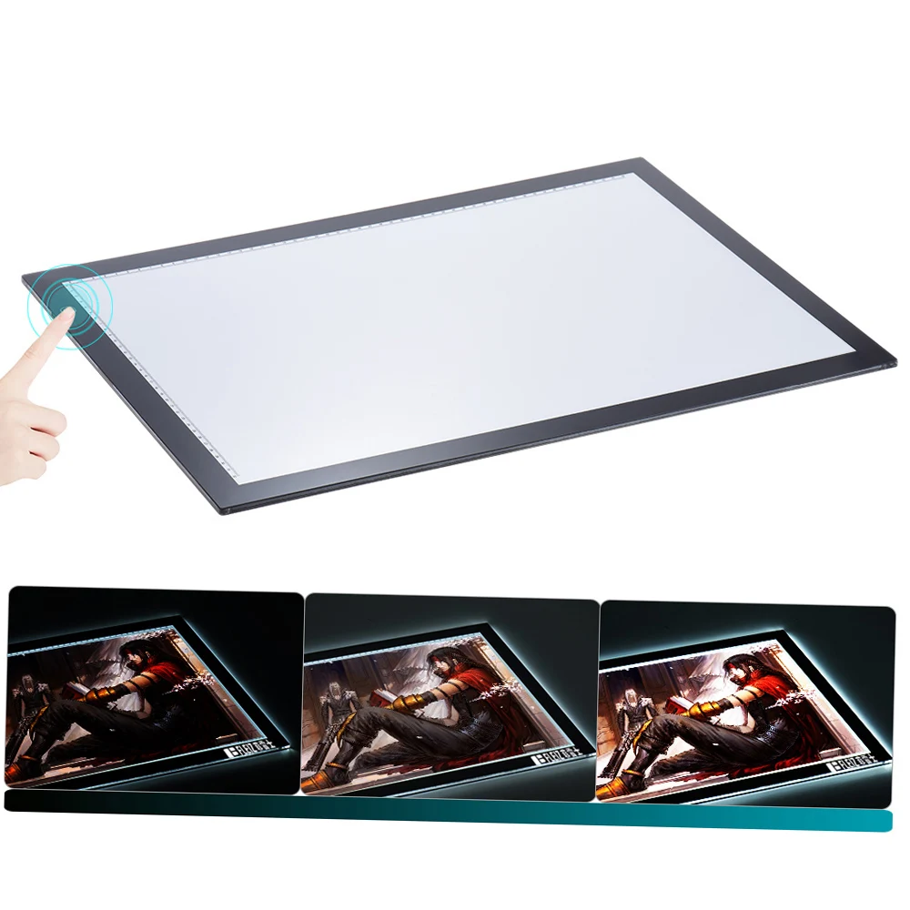 Tableau Lumineux A4 LED USB 3 Niveaux - Table à Dessin Traçage Artistique Gradation