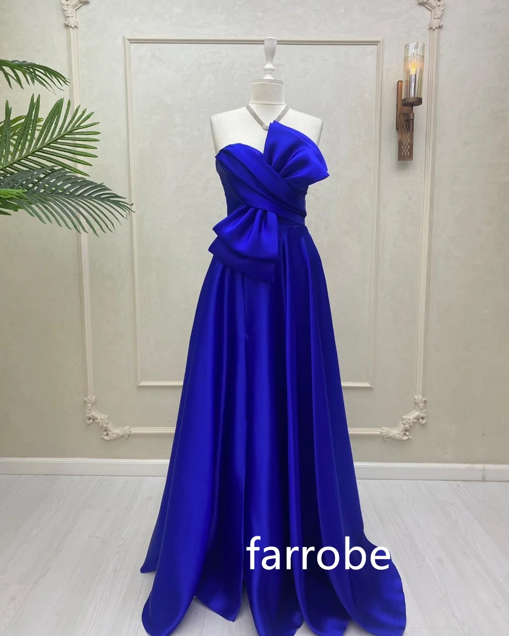 Customized Fashion Pleat Bow A-line V-neck Long Dresses Evening Dresses Classic Exquisite Modern Style Pastrol Unisex Chinese St