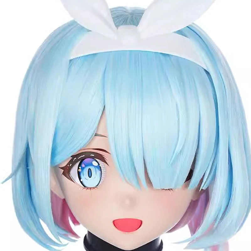 Full headband lockHandmade Customize Cartoon Character BJD Cosplay Kigurumi Mask Resin Japanese Anime Kigurumi Masks