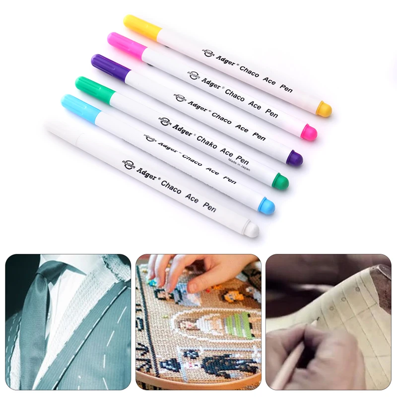 Clothing Water-soluble Pen 6Pcs Soluble Water Erasable Pens Fabric Markers Pencil Sewing Accessories Mixed Color