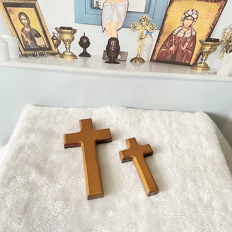 HTISOK Wooden Cross Church Home Decoration Wooden Christian Supplies Orthodox Catholic Holding Cross Religious Supplies & Gift