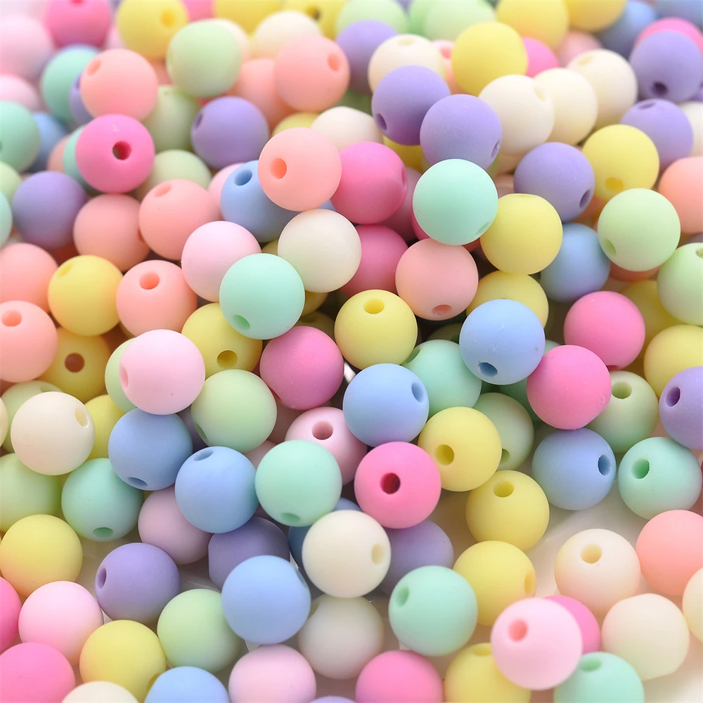 6/8/10/12/14mm Mix Matte Acrylic Macaroon Spacer Beads Loose Jewelry Round Bead For Making Bracelet Necklace Earring Diy Jewelry