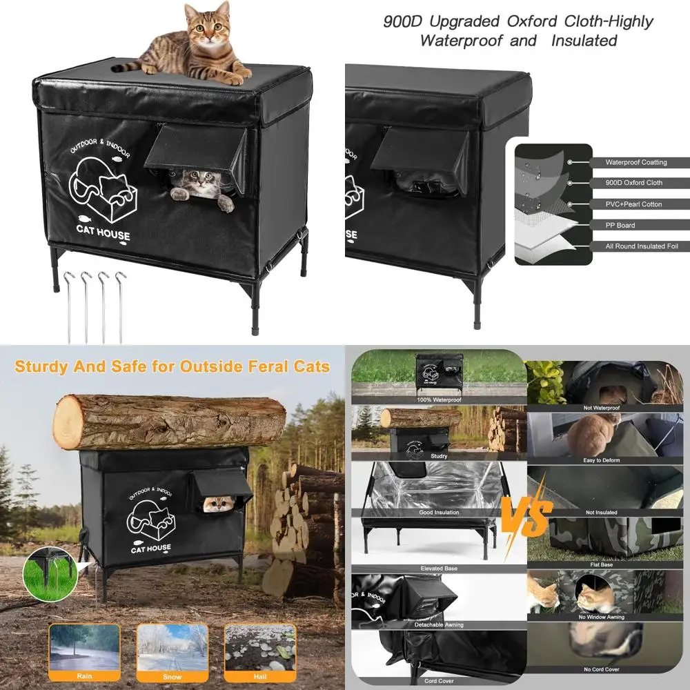 

Прочная уличная будка для кошек на высокой подставке с удобной дверцей и утеплением для зимней защиты